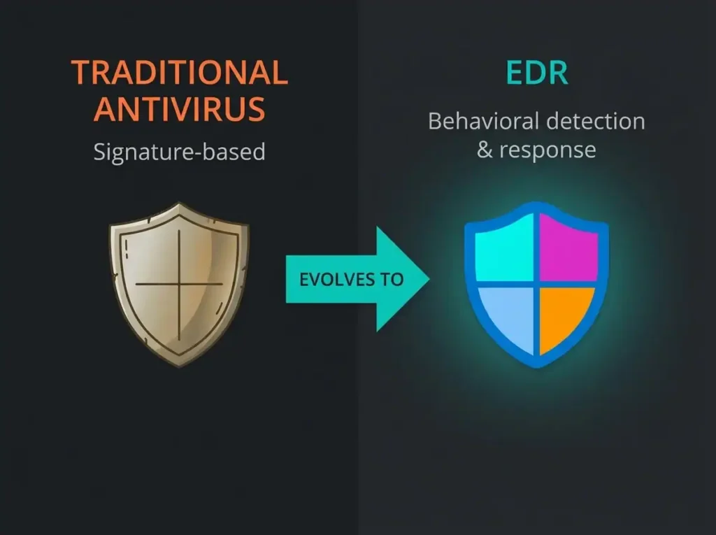 Featured image for edr vs antivirus blog post on falconersecurity.com