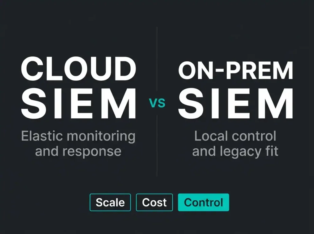 Cloud SIEM versus on-prem SIEM comparison graphic