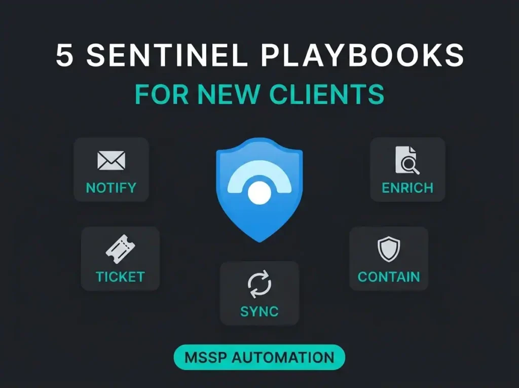 Infographic showing five Microsoft Sentinel playbook categories for MSSP onboarding