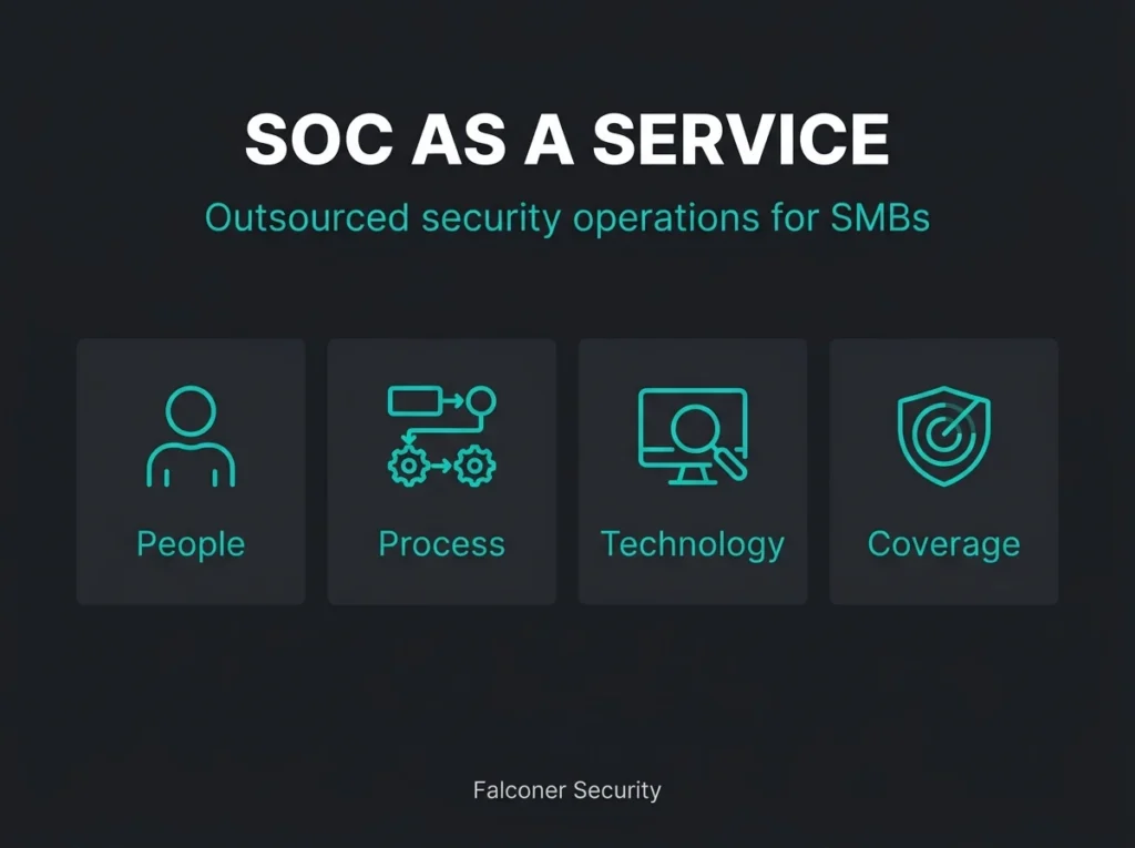 SOC as a Service explainer: the people, process, technology, and 24/7 coverage an SMB gets from an outsourced security operations center